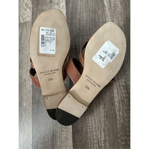 MANOLO BLAHNIK Brown Leather Sandals - Picture 9 of 9